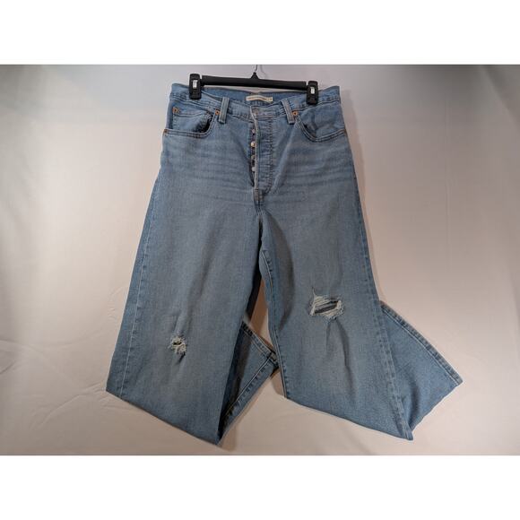 NWT Levi's Women's Ribcage High Rise Distressed Ankle Straight Jeans in 31 x 27 - Picture 4 of 8